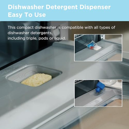 COMFEE' Table Top Dishwasher, Mini Countertop Dishwasher with 6+3 Programs, Steam Wash